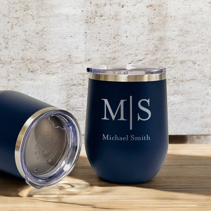 Monogram Personalized 12 oz Stemless Wine Cup