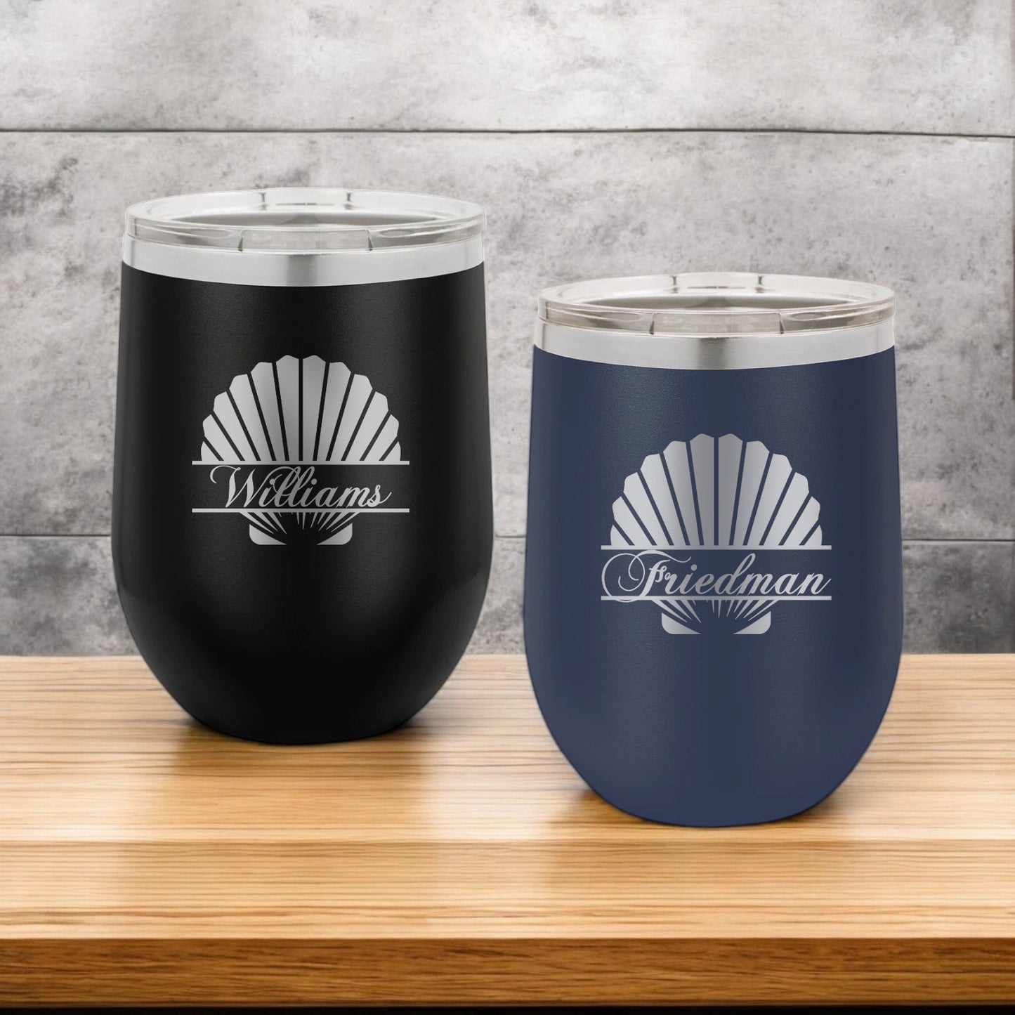 Seashell Personalized 12 oz Stemless Wine Cup