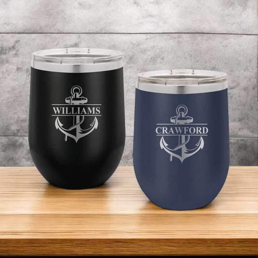 Anchor Personalized 12 oz Stemless Wine Cup
