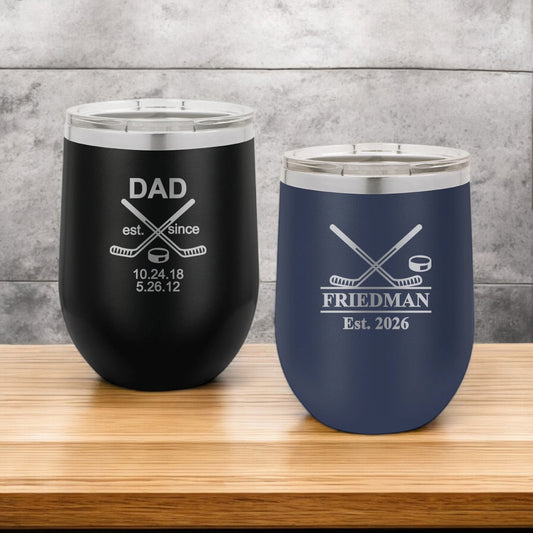 Hockey Personalized 12 oz Stemless Wine Cup