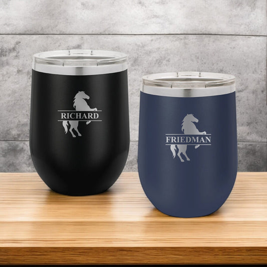 Equestrian Horse Personalized 12 oz Stemless Wine Cup