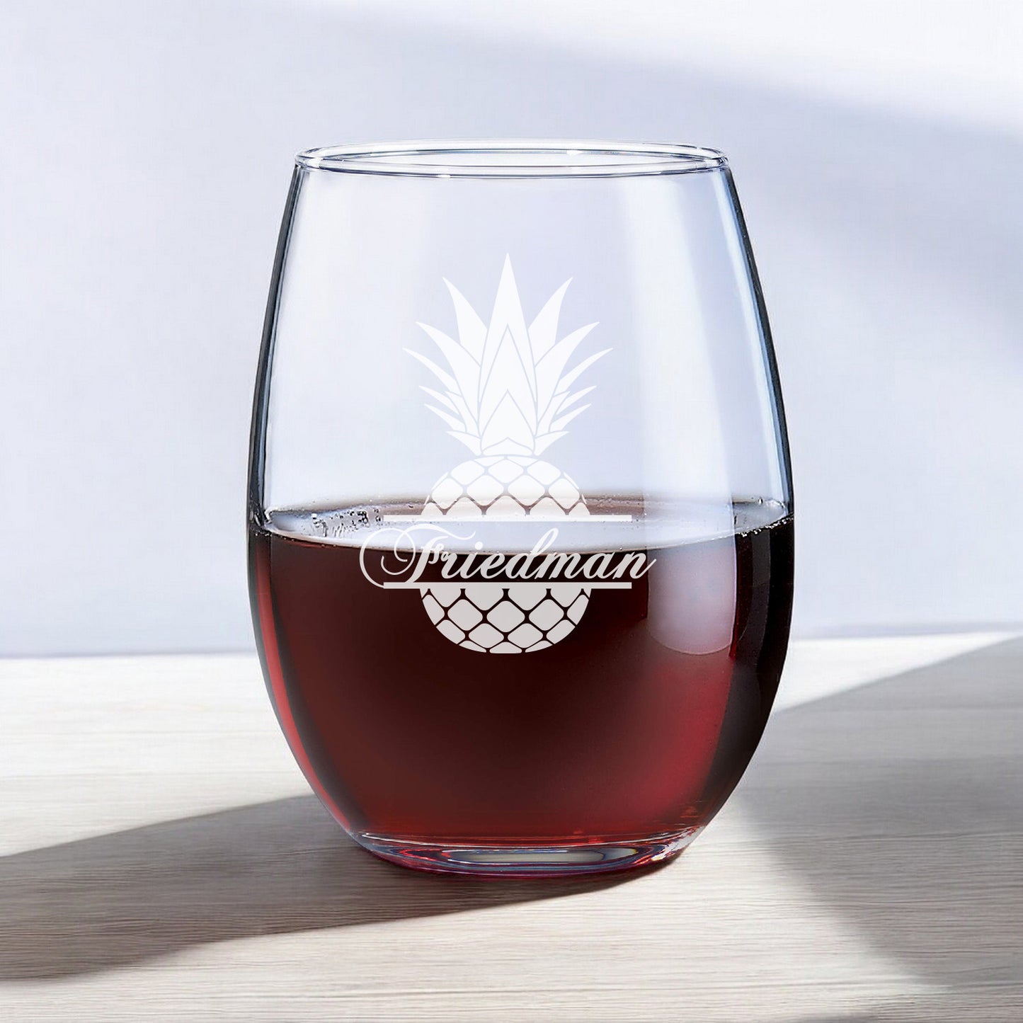 Pineapple Personalized Wine Decanter with Stemless Wine Glass Set
