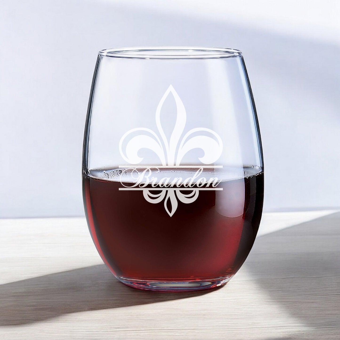 Fleur De Lis Personalized Wine Decanter with Wine Glass Set