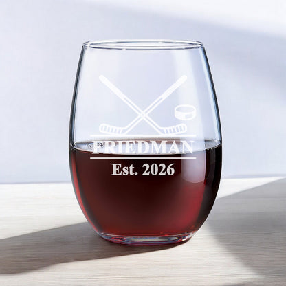 Hockey Personalized Wine Decanter with Wine Glass Set