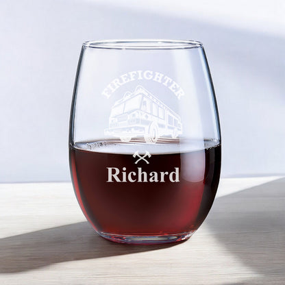 Firefighter Personalized Wine Decanter with Wine Glass Set