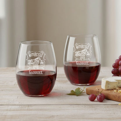 Motorcycle Rider Personalized Wine Decanter with Wine Glass Set
