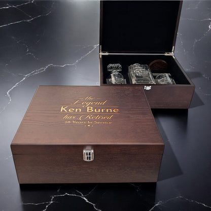 The Legend Has Retired Personalized Classic Whiskey Decanter with Glasses Gift Set