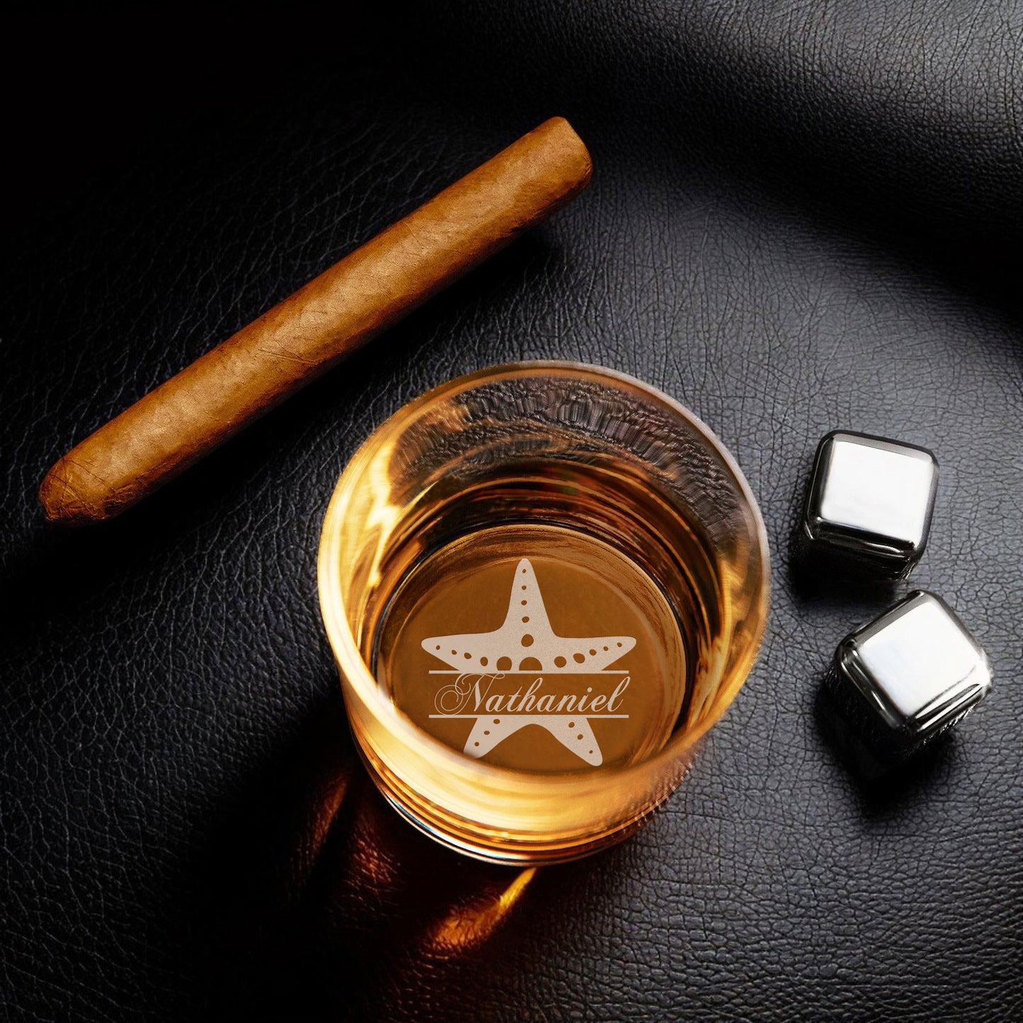 Starfish Personalized Rocks Whiskey Glass