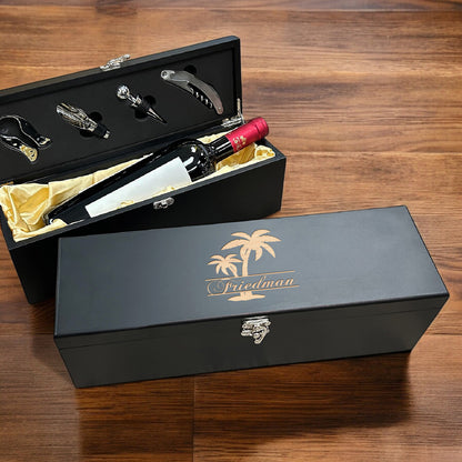 Palm Tree Personalized Wine Gift Box Set