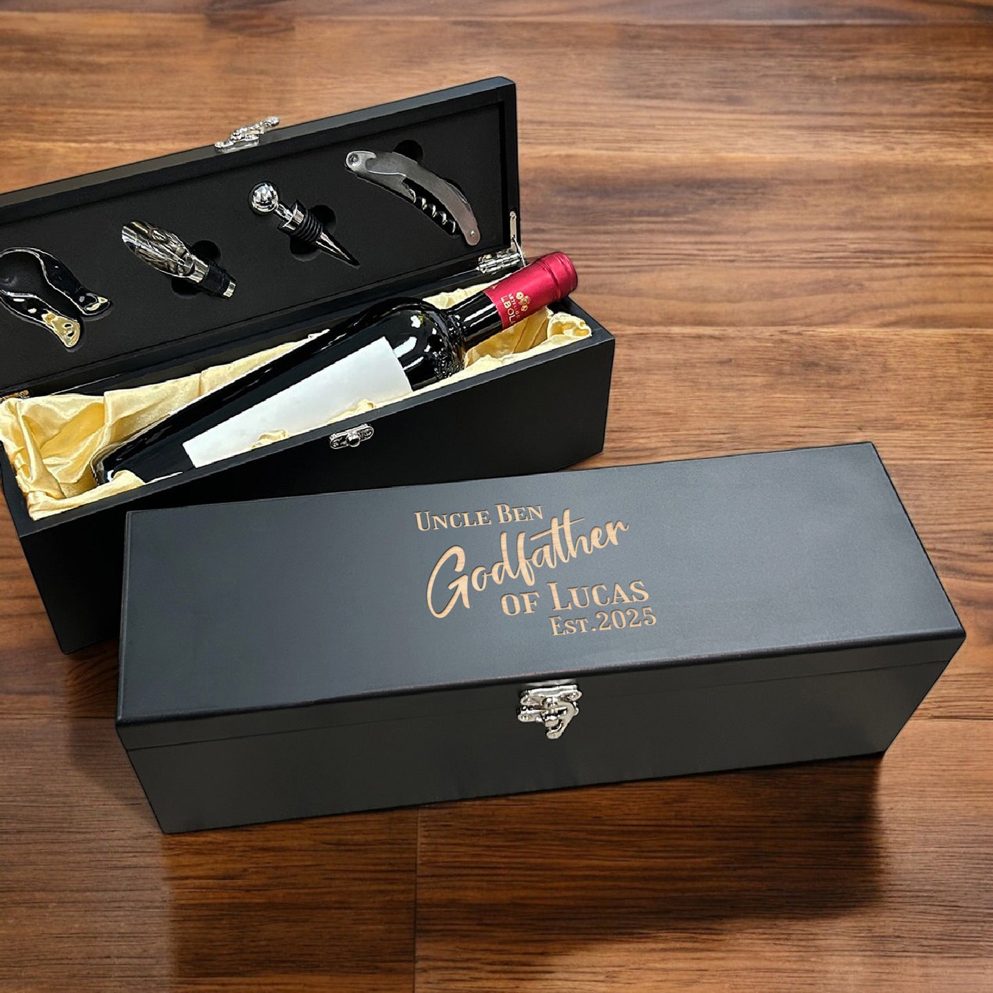 Godparent Personalized Wine Gift Box Set