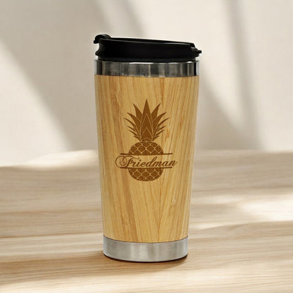 Pineapple Personalized 15 oz Bamboo Stainless Steel Tumbler