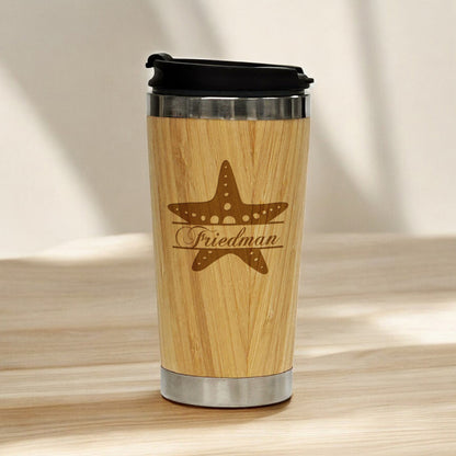 Starfish Personalized 15 oz Bamboo Stainless Steel Tumbler