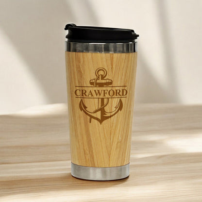 Anchor Personalized 15 oz Bamboo Stainless Steel Tumbler