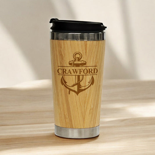 Anchor Personalized 15 oz Bamboo Stainless Steel Tumbler