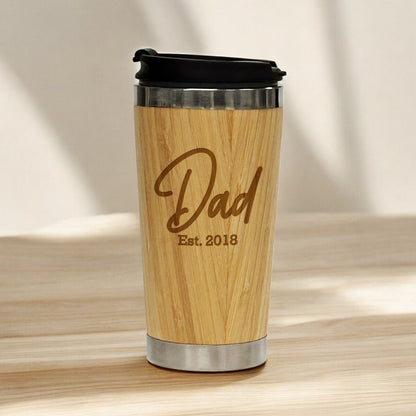 Dad Personalized 15 oz Bamboo Stainless Steel Tumbler