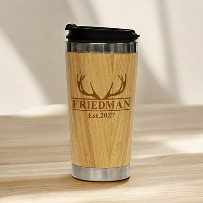 Hunting Personalized 15 oz Bamboo Stainless Steel Tumbler