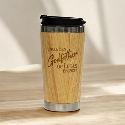 Godparent Personalized 15 oz Bamboo Stainless Steel Tumbler