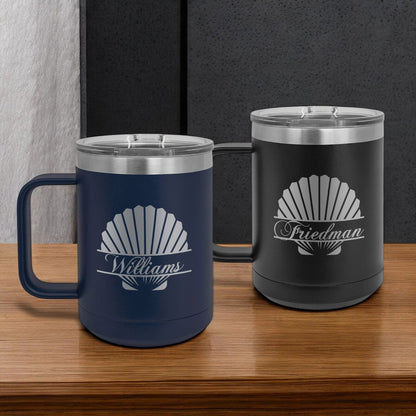 Seashell Personalized 15 Oz Vacuum Insulated Travel Mug