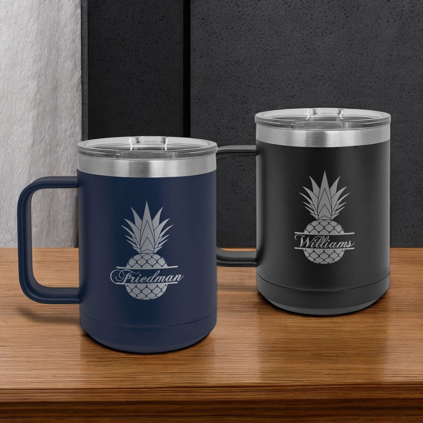 Pineapple Personalized 15 oz Vacuum Insulated Stainless Steel Travel Mug