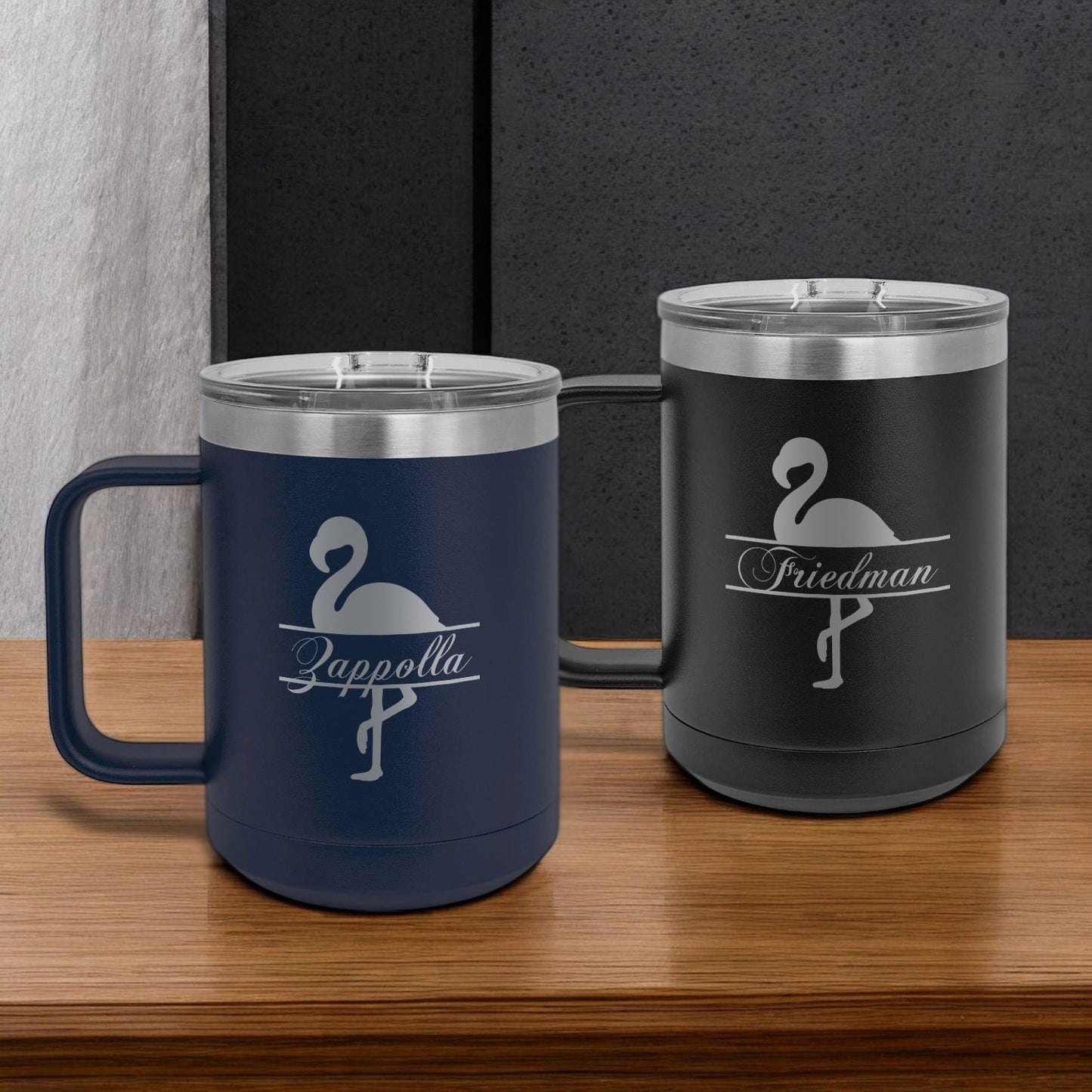 Flamingo Personalized 15 oz Vacuum Insulated Stainless Steel Travel Mug