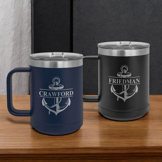 Anchor Personalized 15 oz Vacuum Insulated Stainless Steel Travel Mug