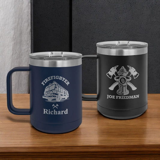 Firefighter Personalized 15 oz Vacuum Insulated Stainless Steel Travel Mug