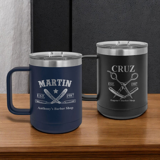 Barber Personalized 15 oz Vacuum Insulated Stainless Steel Travel Mug
