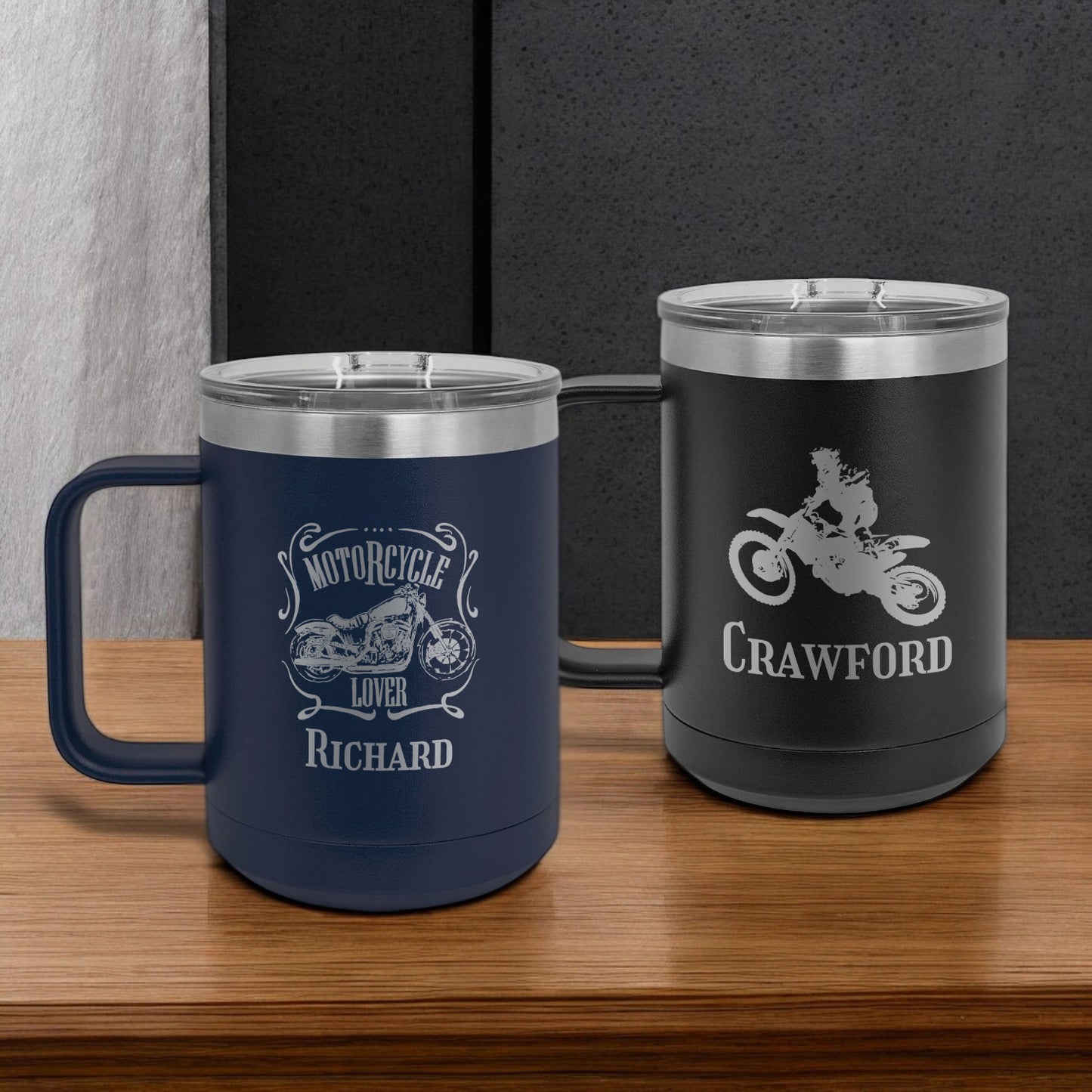 Motorcycle Rider Personalized 15 oz Vacuum Insulated Stainless Steel Travel Mug