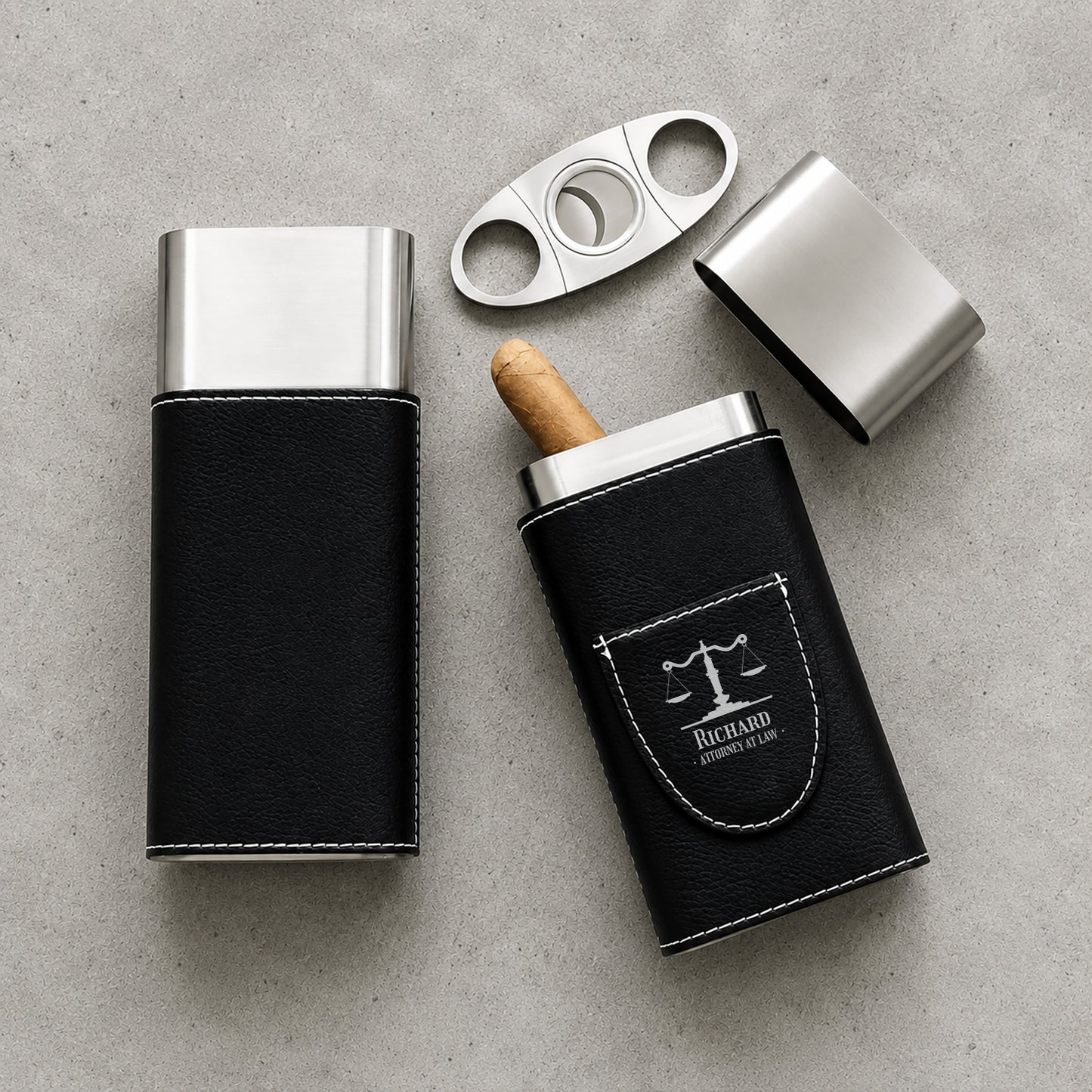 Lawyer Personalized Travel Cigar Case with Cutter – Custom Cigar Gift Set