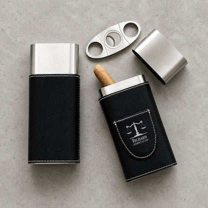 Lawyer Personalized Travel Cigar Case with Cutter – Custom Cigar Gift Set