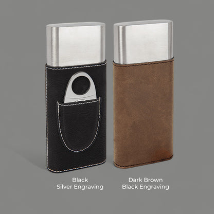 Dad’s Personalized Travel Cigar Case with Cutter – Custom Cigar Gift Set