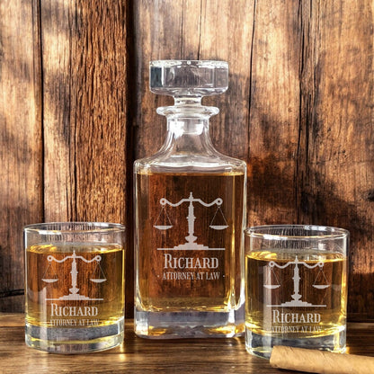 Lawyer Personalized Classic Whiskey Decanter with Glasses Gift Set