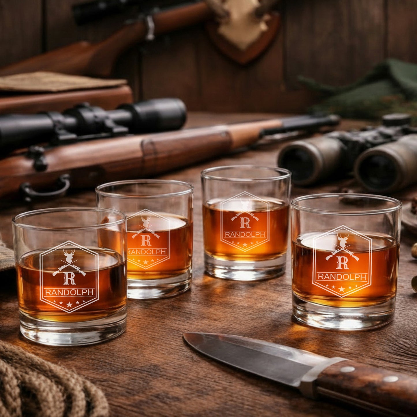 Hunting Personalized Classic Whiskey Decanter with Glasses Gift Set