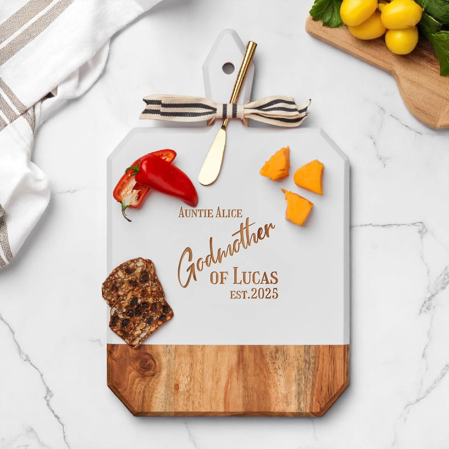 Godmother Personalized Charcuterie Board with Spreader