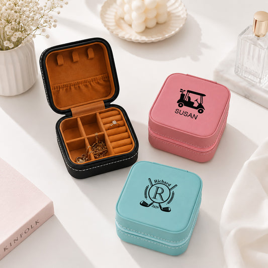 Golf Personalized Leather Travel Jewelry Case