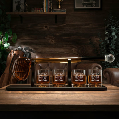 Golf Club Whiskey Decanter with Personalize Whiskey Glasses Gift Set