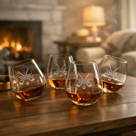 Golf Personalized Rocking Whiskey Glasses, Set of 4