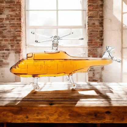 Black Hawk Helicopter Whiskey Decanter with Whiskey Glasses