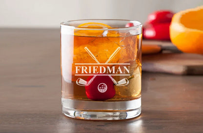 Golf Personalized Whiskey Decanter with Whiskey Rocks Glasses Set - 3pc