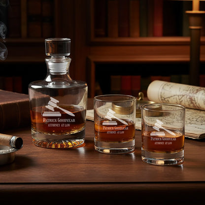 Lawyer Personalized Legacy Reserve Whiskey Decanter with Rocks Glasses - 3 pc