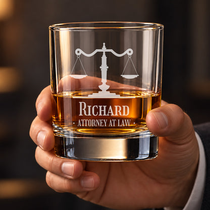 Lawyer Personalized Rocks Whiskey Glass