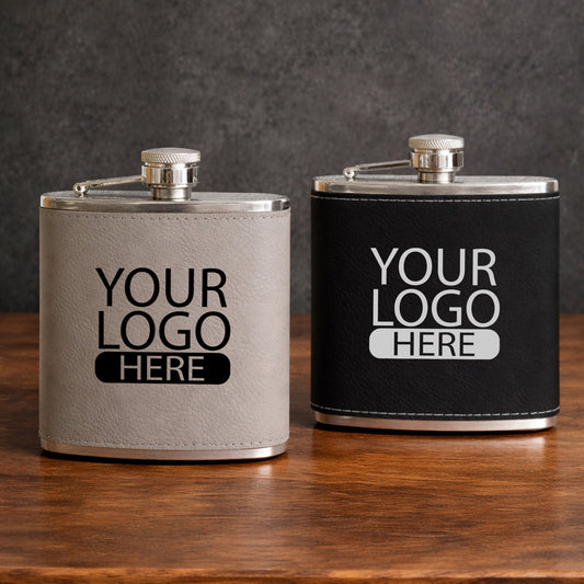 Custom Logo Personalized Leather Wrapped Flask