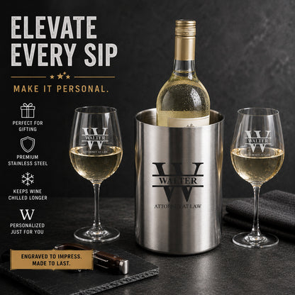 Lawyer Engraved Personalized Stainless Steel Wine Chiller with Wine Glasses