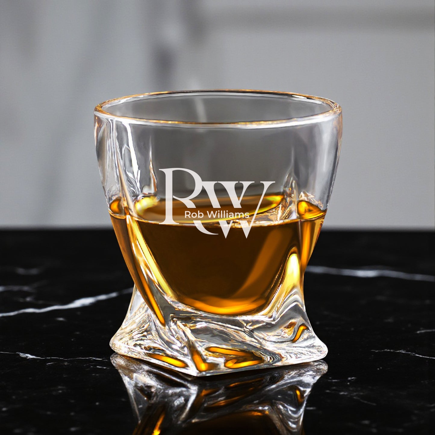 Monogram Personalized Twisted Whiskey Rocks Glass