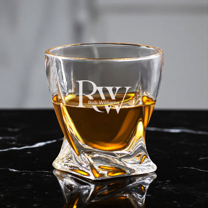 Monogram Personalized Twisted Whiskey Rocks Glass