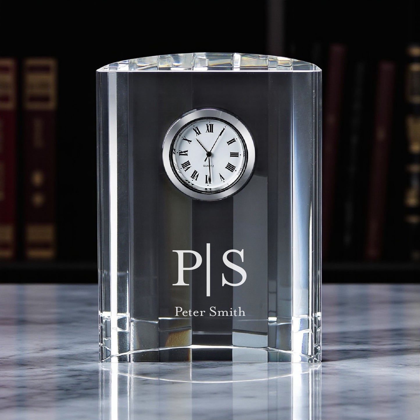 Monogram Personalized Optic Crystal Desk Clock