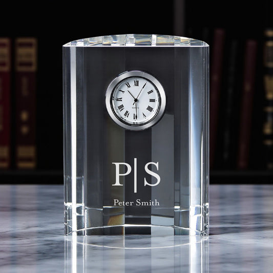 Monogram Personalized Optic Crystal Desk Clock