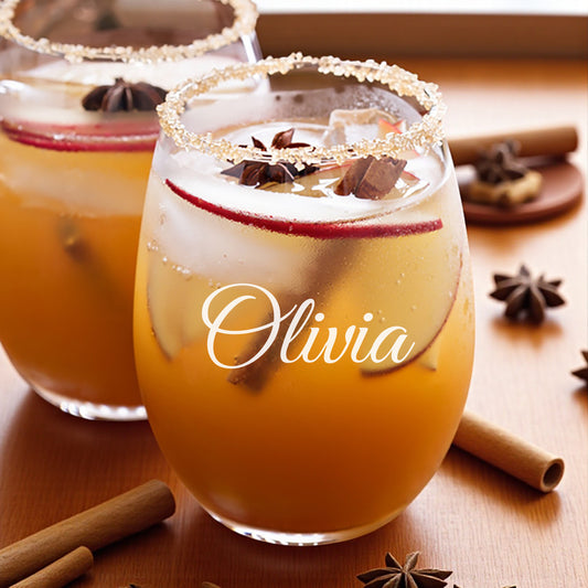 Personalized Stemless 21 oz Wine Glass, Set of 4