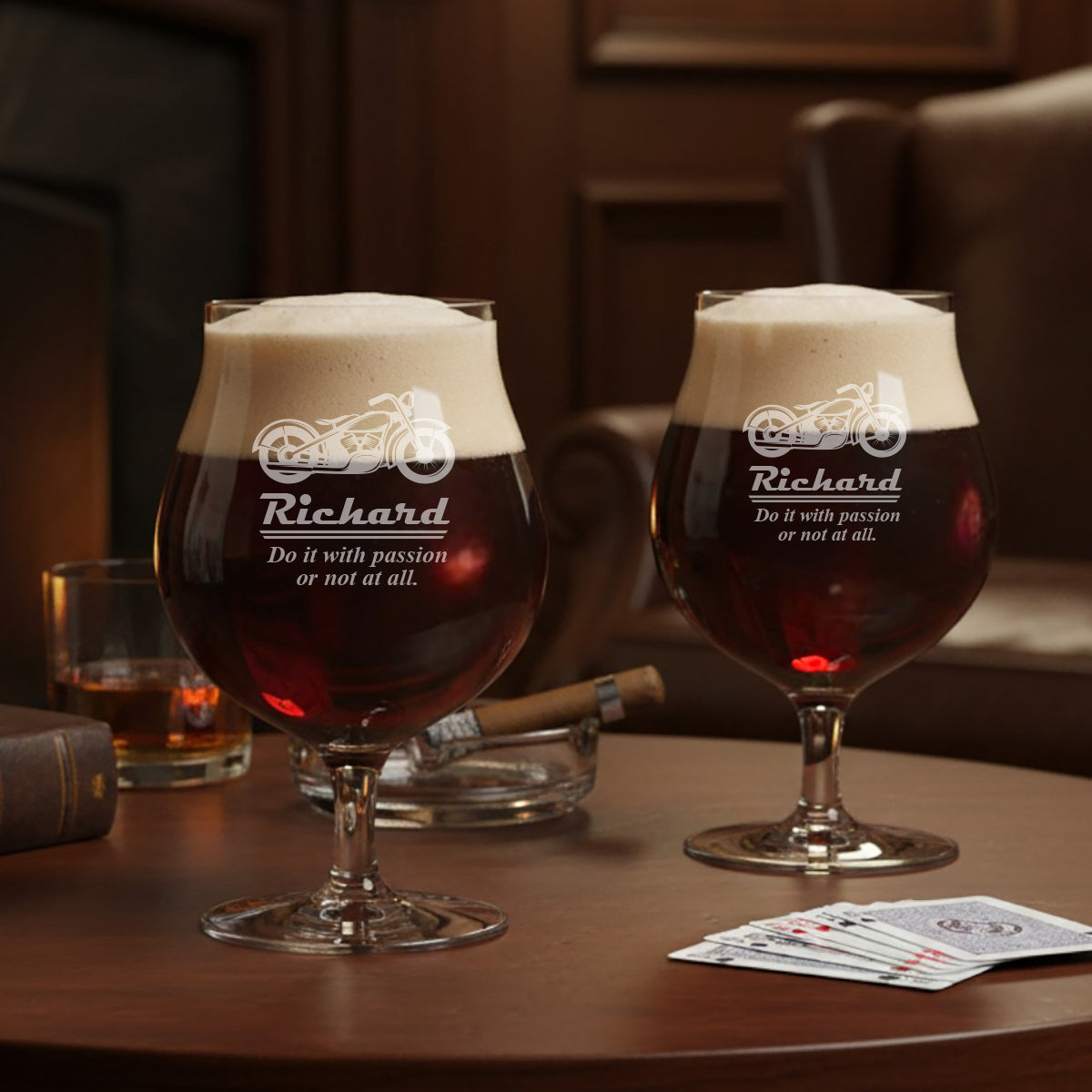 Motorcycle Rider Personalized Beer Snifter - Set of 4