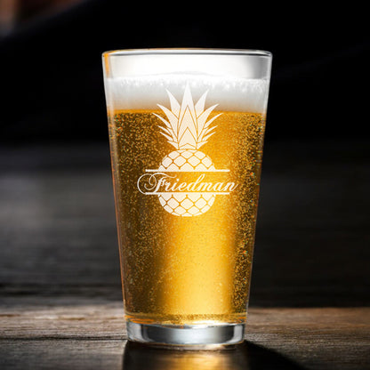 Pineapple Personalized Beer Growler with Pint Glass Set